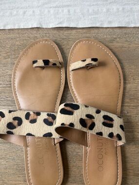 Coconuts by Matisse Tan Slides with Leopard-Print Straps